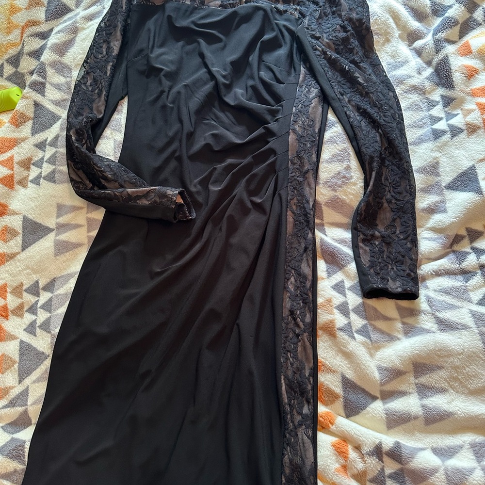 Chaps Black Long Sleeve Dress